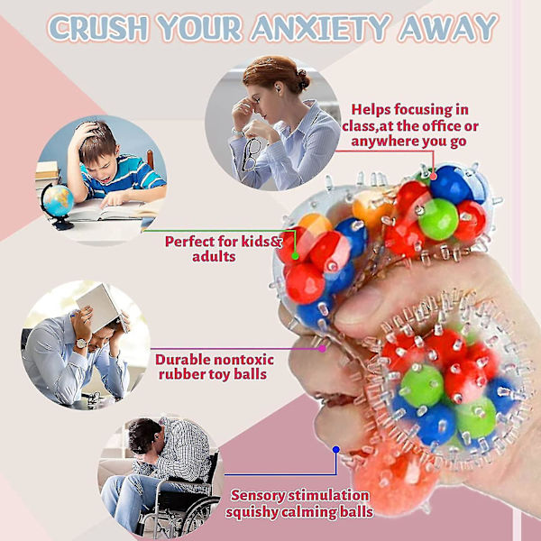 Stressbolde Fidget Legetøj Stressbold Til Børn - 8 Pak Sensory Bead Ball Angst