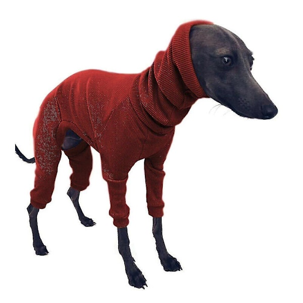 Varm vinterjacka för hundar, tight huvtröja, tröja för Greyhound Whippet (4XL, Röd)