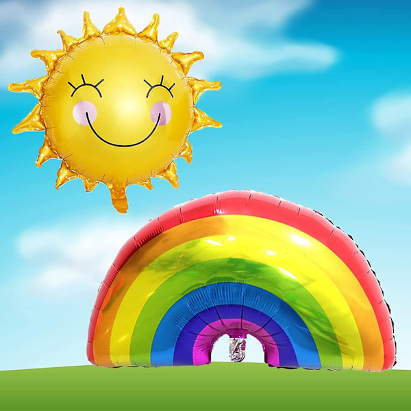 4 st Solballonger Regnbågsballonger Solstråleballonger Smiley Ansikte Jumbo Regnbågsfolie Ballonger För Födelsedag Baby Shower Bröllop Fest Dekoration Tillbehör