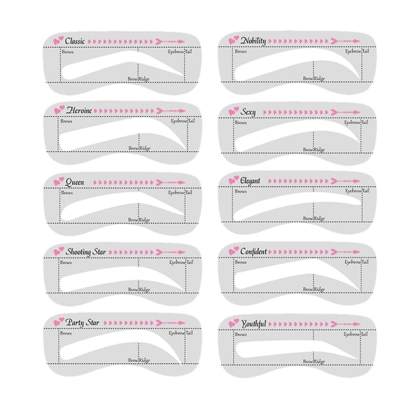 10 st Ögonbrynsstenciler Exakt positionering Närpassning Kostnadsbesparande ettstegs Ögonbrynsstencilsats för tjejer