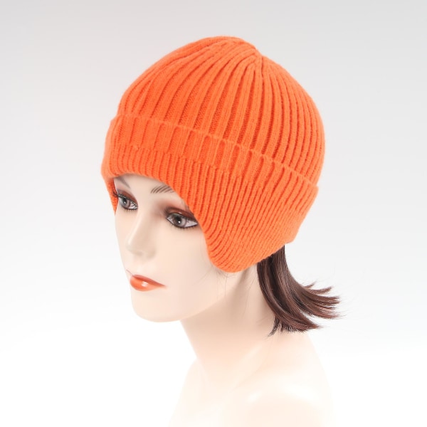 1 st hatt dam män vinter elastisk mössa vintermössa för pojkar flickor för vinterväder, orange, en one size