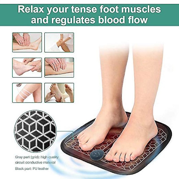 Elektrisk EMS Fotmassageapparat Fotmuskelstimulator Fotmassagematta Förbättra Blodcirkulationen Lindra Smärta Hälsoskötsel