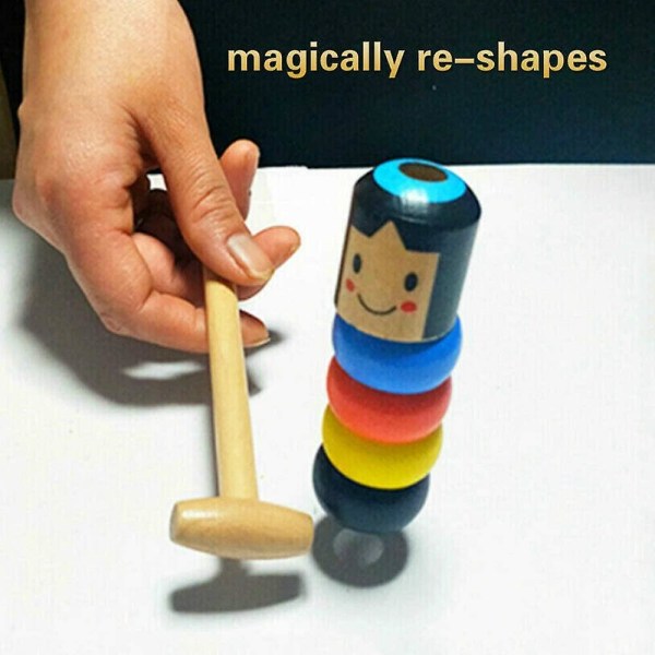 Immortal Daruma Small Wooden Man Magic Toy, Unbreakable Wooden Magic Toy