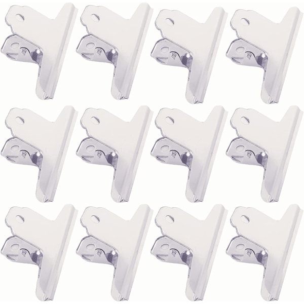 12 Bulldog Clips i rostfritt stål