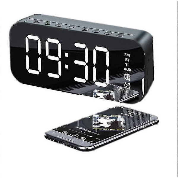 Bluetooth-högtalare, Multifunktionell LED Digital Väckarklocka (Vit)