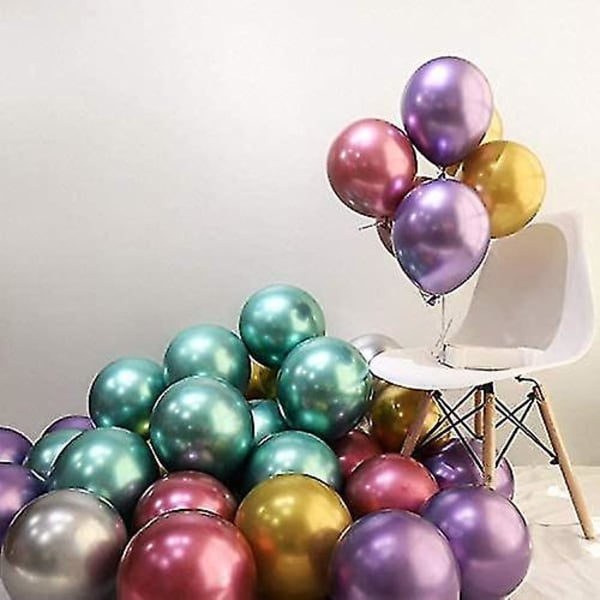 Festballoner 60 stk Assorterede Farver Metallic Latex Balloner Fødselsdag Helium Balloner