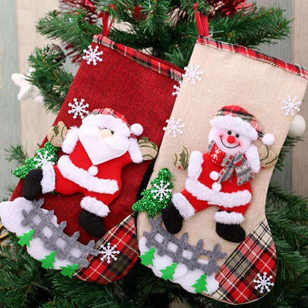 Julstrumpa 3D Tomte/Rensdjur/Snögubbe/Björn Stor Kapacitet Hängande Julgran Presentpåse Hänge (G)