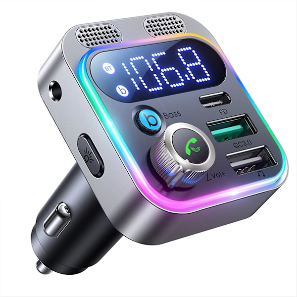 48W Dual Port Autonäytön Lataus Bluetooth-yhteensopiva Auto Mp3-soitin Ajoneuvon Sisustustarvikkeille