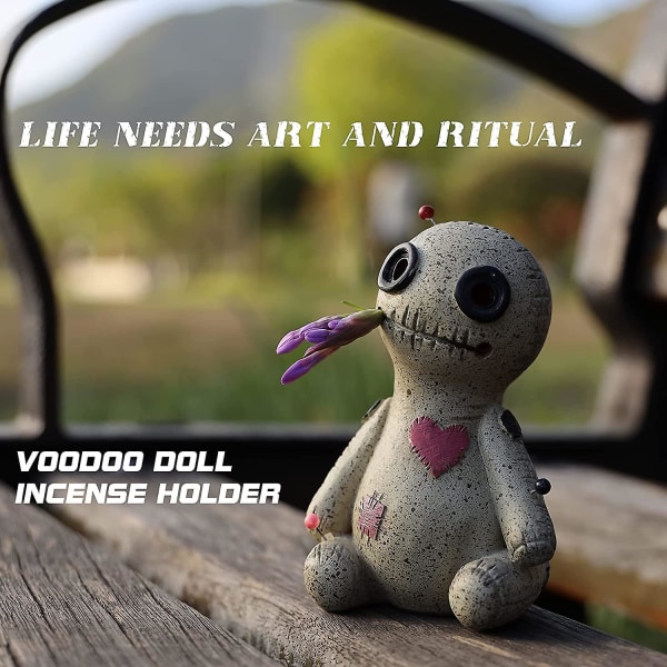 Voodoo Doll Cone Burner, rök som kommer från ögon och mun, Voodoo Doll Rökelsebrännare Yoga Rumsbord Hartsdekoration, Ornam