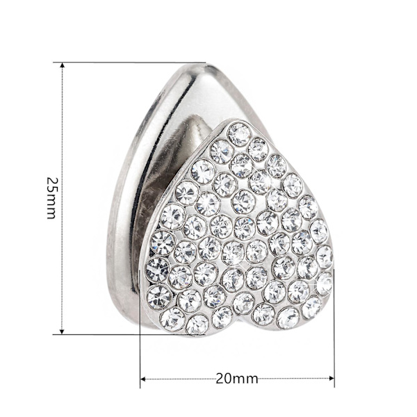 3 stk. Bling Bling Hjerteformet Bilkrog, Multifunktionel Bil Dashboard Krog Mini Rustfrit Stål Væg Krog Skinnende Rhinestone Hængende Krog Organizer Glit