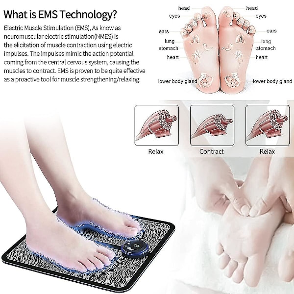 Ems Fodmassager Elektrisk Fodmassagepude Fodmuskelstimulator Massagermåtte
