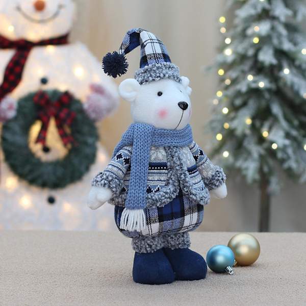 Julbjörnsplyschleksak Ornament Björndockor Bär Juldräkt Halsduk Juldekoration Present (B)