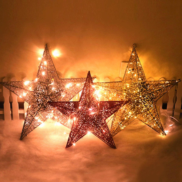 Julglitterstjärnor Glitter Oförstörbara Levande Färg Fest Hängande Julglitterstjärnor för Hemmet (Röd)