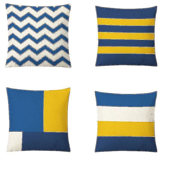 Linen Pyntekasse Dekorative Kvadratiske Putetrekk Geometriske Mønstre For Sofaer Senger Stoler Putetrekk (A)