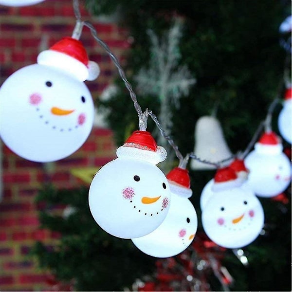 Julbelysning, LED-julsnögubbe-sträng med stjärnformad belysning för trädgårdar, hem, bröllop, julparty, batteridriven, juldekoration, varmvit 1st