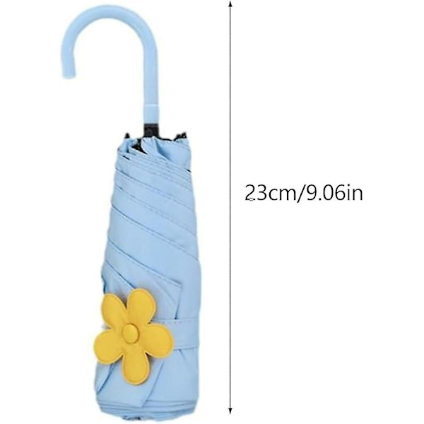Mini 5 Fold Solbeskyttelse Paraply Kvinder Piger Rejse Paraply med Blomsterknap Udendørs Rejse Sol Paraply Anti-ultraviolet