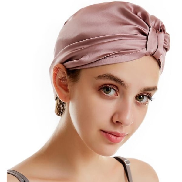 1 stk Silke Sleep Cap til Kvinder Hårpleje, Naturlig Silk Night Bonnet