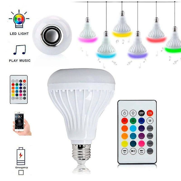Bluetooth-musiikkikaukosäätimen polttimo Led-musiikkipolttimo RGB-värinen kaukosäätimen musiikkipolttimolamppu