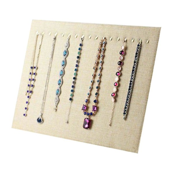 17 krokar Halsband Display Stativ Sammet Halsband Stativ Örhänge Smycken（Linne)