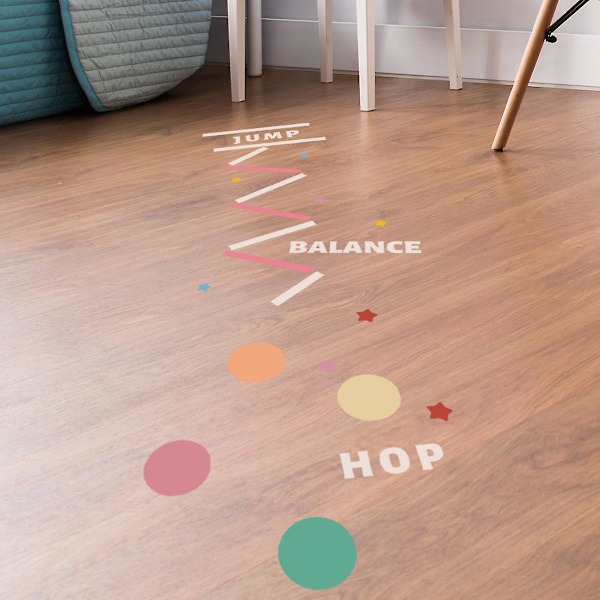 Fargerike føtter puslespill hopscotch spill start vegg klistremerker, flyttbar DIY kunst gulv korridor tapet dekor for barnerom, barnehage, klasserom
