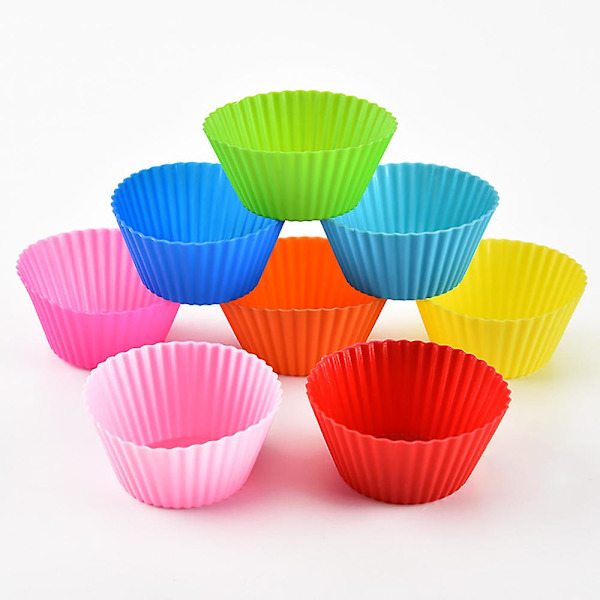 Sæt med 8 stk. silikone muffinforme (7*3,5*4,4 cm)