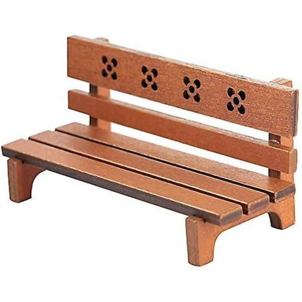 1:12 Scale Wooden Garden Bench Doll Furniture Dollhouse Miniature Park Bench Decoration Dollhouses Model Pretend Play Educational Toy for Kids Birthda