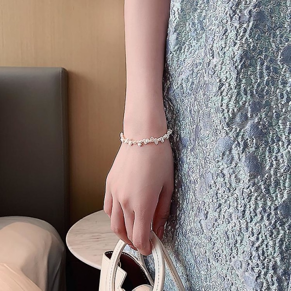 Hot Rea Modesmycken Enkel Vit Naturlig sötvattenspärlormband Damer Vardagsmångsidigt armband