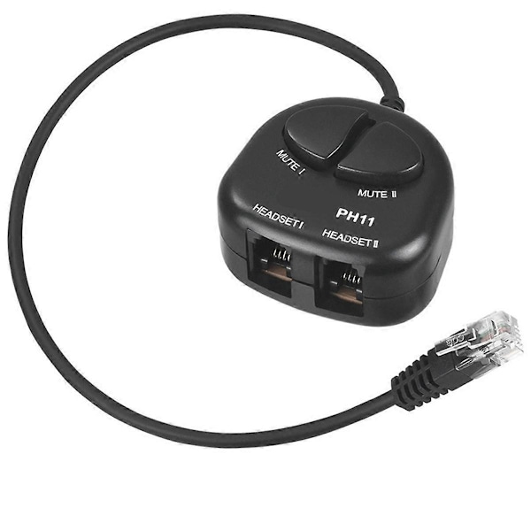 DU Mute Switch Träningsadapter, Dubbel RJ9-kontakt med RJ9 Headset-kontakt, för Call Center Headset Träningsadapter 4P4C