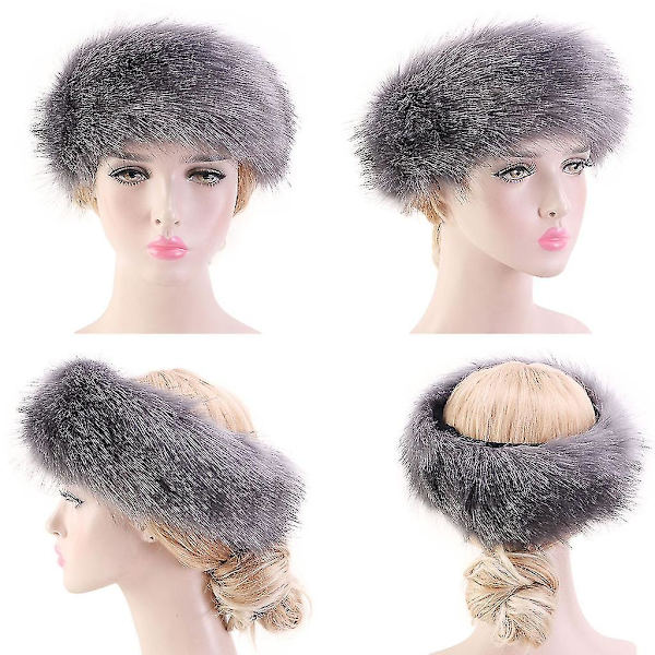 Pelsfôret Faux Fur Hodebånd Vinter Utendørs Varmt Hatt Elastisk Ski Hatt Ørevarmere