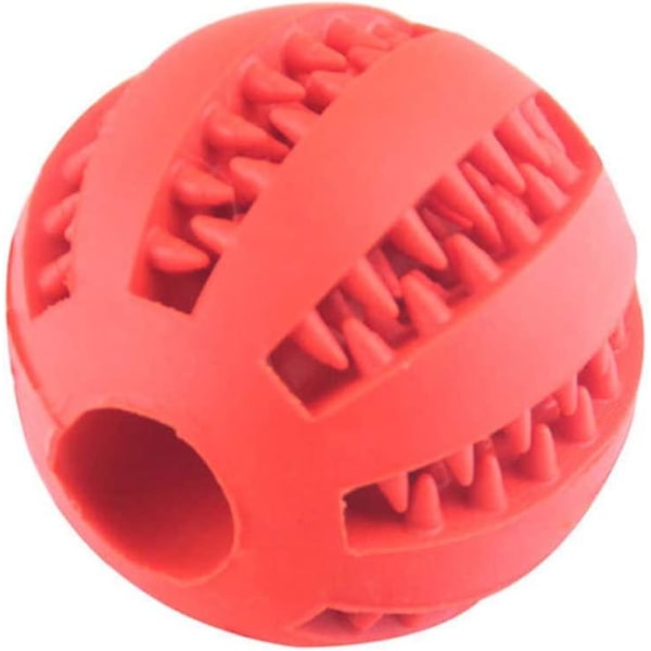 Interaktiv leksaksboll för hund och katt för rengöring av tänder, tuggboll av gummi, IQ-träningsboll, pedagogiska leksaker för hundar och katter (7 cm, röd)