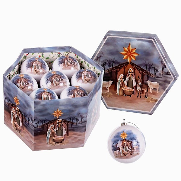 Julgranskulor Flerfärgade Papp Polyfoam Krubba/Betlehem 7,5 x 7,5 x 7,5 cm (14 stycken)