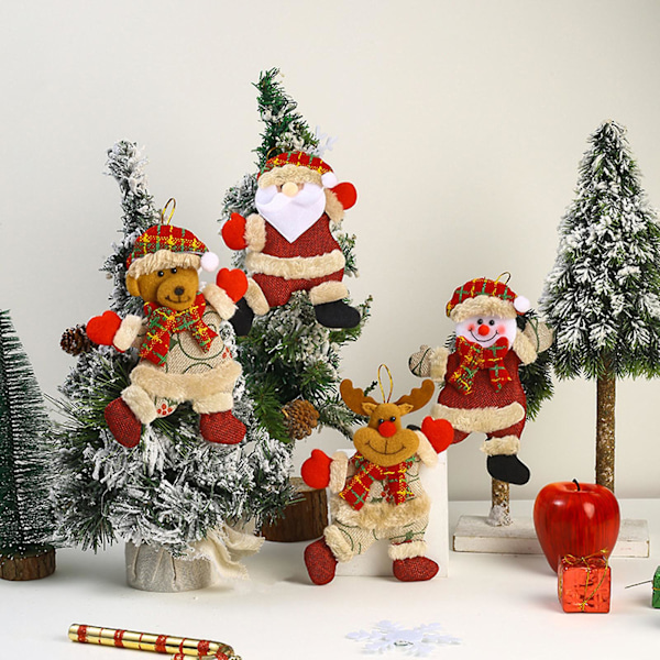 Julgranshänge med snöre Söt tecknad tomte snögubbe älg dockhänge (H)
