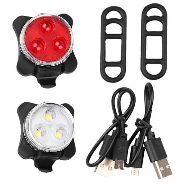 2 kpl LED-lamppu etu- ja takavalo, pyörän lisävarusteet, maastopyörän valot, valkoinen + punainen, 5 * 4,5 * 5 cm
