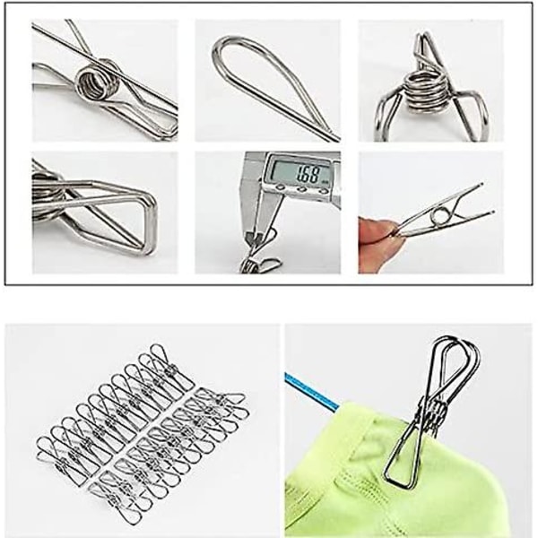 Rustfrie klips klesklyper klemmer klesklyper tetningsklips husholdningsklyper for kleshengere 20 stykker