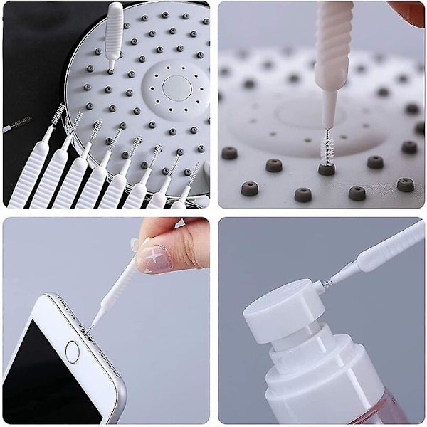Duschmunstycksrengöringsborste, 20 st multifunktionella nylon miniklyftduschmunstycksborste, anti-igensättning, för mobiltelefonhål, tangentbord, duschmunstycke