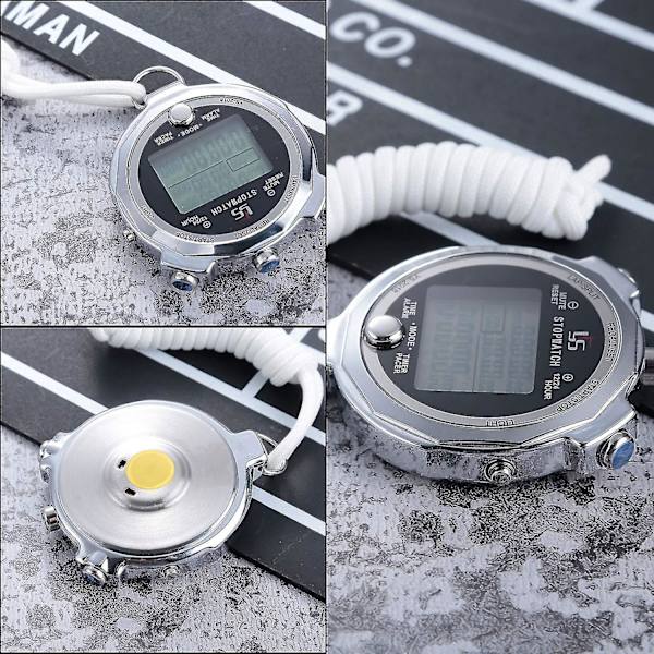 Digital Stopur Metal Stopur Timer Med Baggrundsbelysning Multi Lap Hukommelse