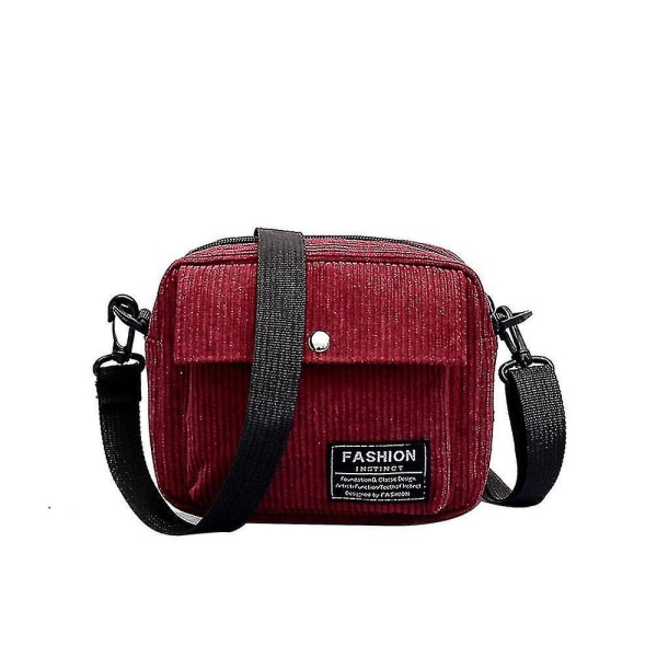 Axelväska Dam Canvas One Shoulder Messenger Bag Liten fyrkantig väska Manchesterväska (flera alternativ)(röd)