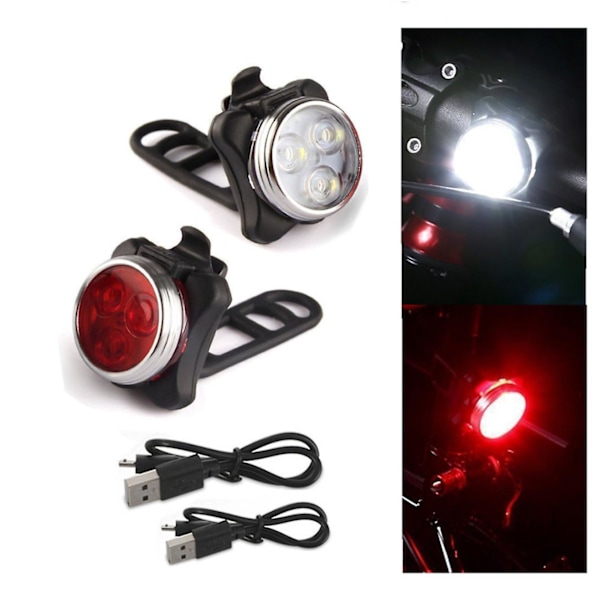 2 kpl LED-lamppu etu- ja takavalo, pyörän lisävarusteet, maastopyörän valot, valkoinen + punainen, 5 * 4,5 * 5 cm