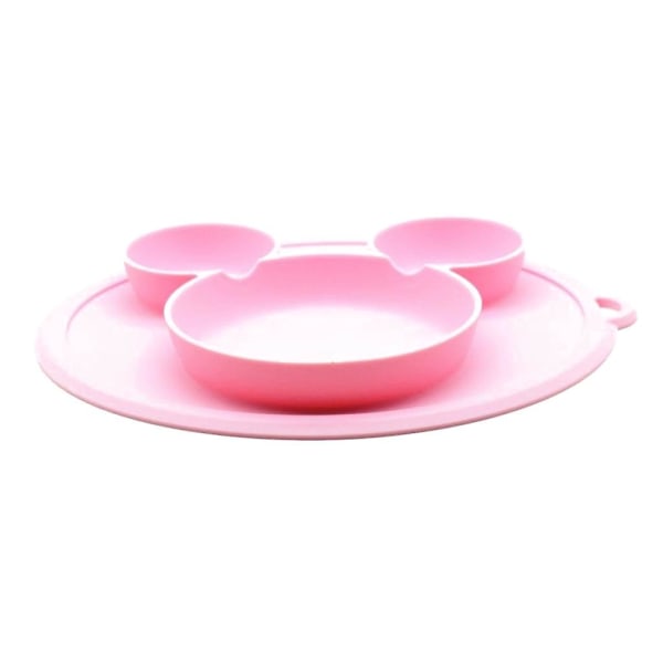 Silikon tallerkenskål for barn med sugekopp Matskåler Servise Matbeholder tallerken for barn Bordmatte, rosa