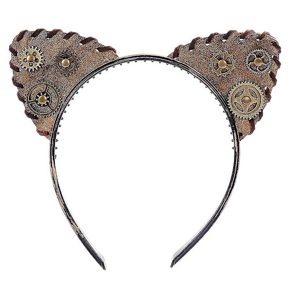 Steampunk-Hårband med Kattungeöron och Växeldekor Retro Halloween Jul