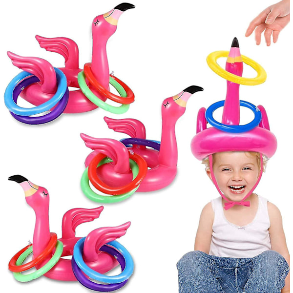 15 stycken uppblåsbara flamingo pool leksaker ringkastspel festdekorationer strandleksaker Lh-1