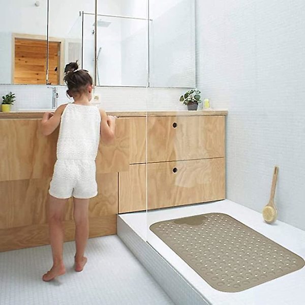Halkskyddad duschmatta Sugkoppsmassage khaki duschmatta 40*70cm