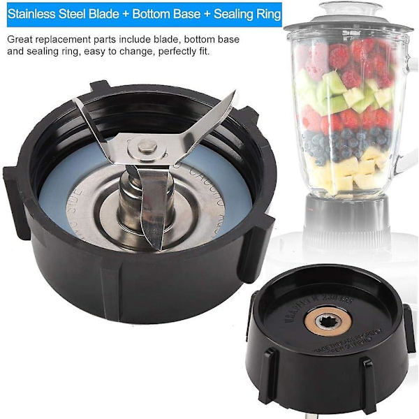 3-pack reservdelar för blender, rostfritt stål Oster-blad, gummipackning