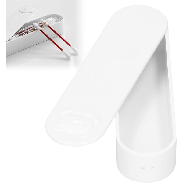 Bomullspinneboks, oppbevaringsverktøy for bomullspinne med tegneseriebjørn ABS mini reiseveske for kosmetisk oppbevaringsbeholder for sminke for hjemmebruk (hvit)