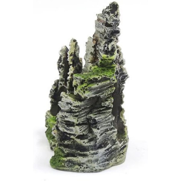 Se akvarium fjellformasjon gjemmested tre fiskebolle ornament dekorasjon（11.5*6*11CM)