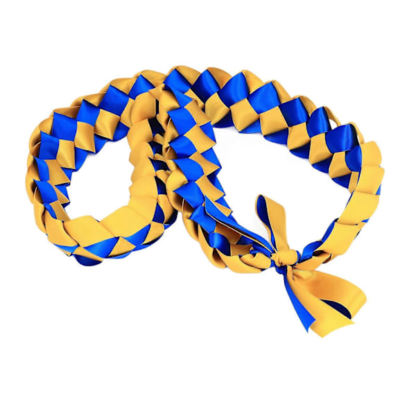 2 st Examenshalsband Leis Dubbelfärgad Flätad Band Väv Säkerhetsrep för Festdekoration 120CM Blå Guld