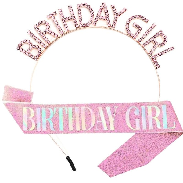 Bursdag for kvinner, Bursdagsjente Sash & Birthday Tiara For Women Sett, Birthday Girl Pannebånd Bursdagsgaver for kvinner, Sweet Happy Birthday Accessor