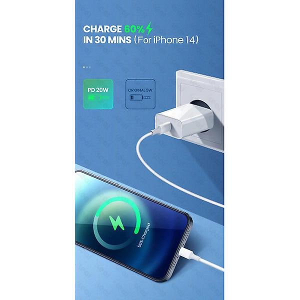 PD 20W USB C-laddare för APPLE iPhone 12 13 11 14 Pro Max Plus Mini Snabbladdning XR X XS SE USB Typ C-kabel för iPhone-laddare EU-laddare och kabel