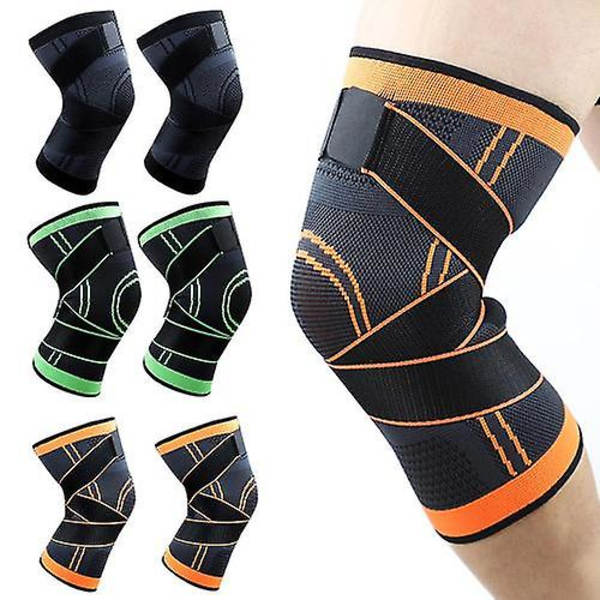 2-pack knäskydd sportstöd knäskydd artrit ledskydd fitness kompressionsärmar-XXL-orange