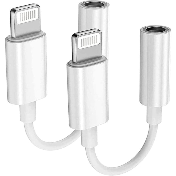 2-pack-apple Lightning till 3,5 mm hörlursuttag Adapterkontakt Aux Audio Hörlurar/hörlurar Dongle stereokabel för Iphone 7/7 Plus/8/8 Plus/x/xs